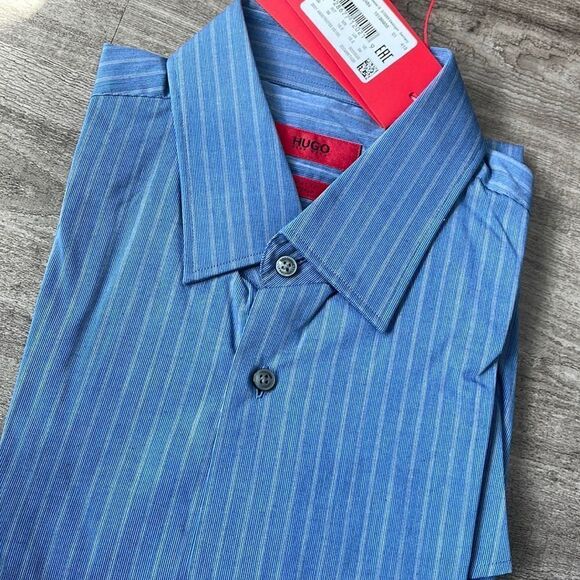 Hugo C-Enzo Striped Shirt-BLUE-EU 39/US 15.5 - Picture 2 of 3